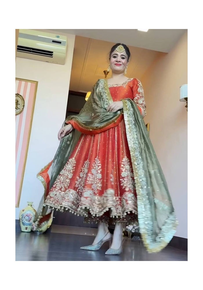 Malishka Export Embroidered Anarkali Gown With Dupatta for Women - Image 1